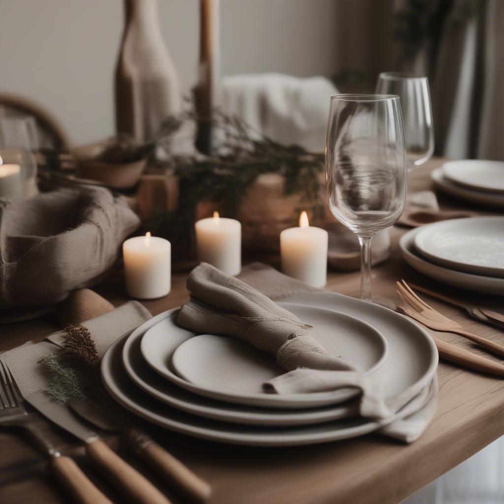 Stoneware Goblets in a Rustic Table Setting