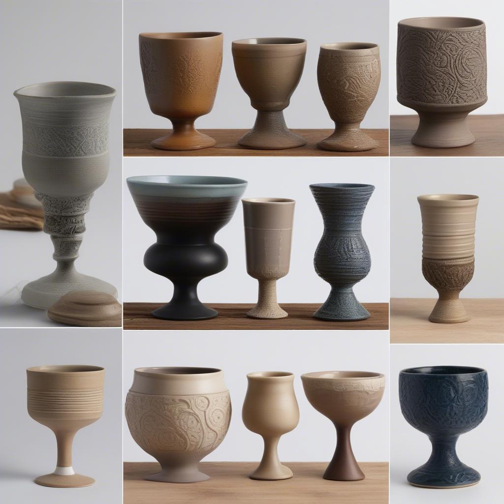 Variety of Stoneware Goblets in Different Styles and Colors