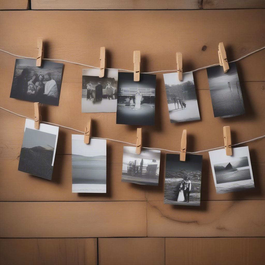 Rustic Photo Display with String and Clothespins