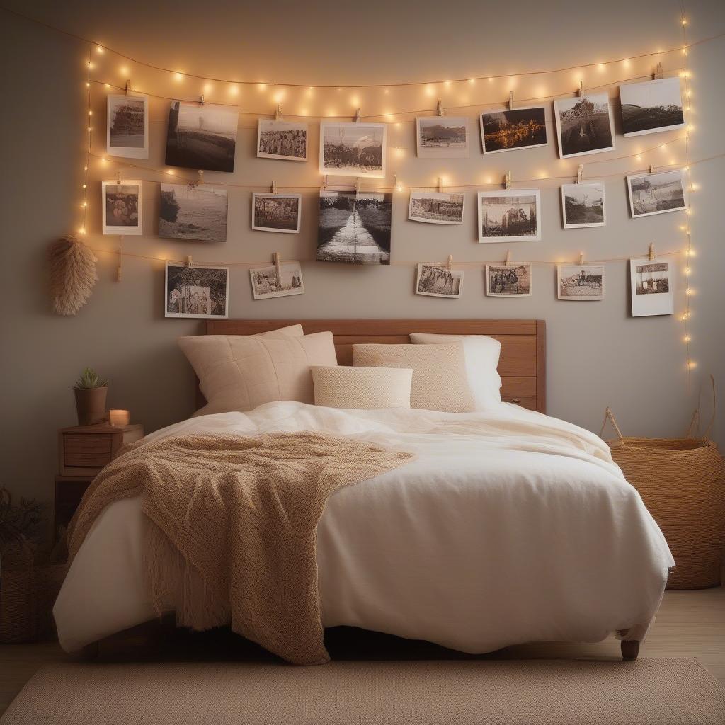 String Hanging Photos Bedroom Decor