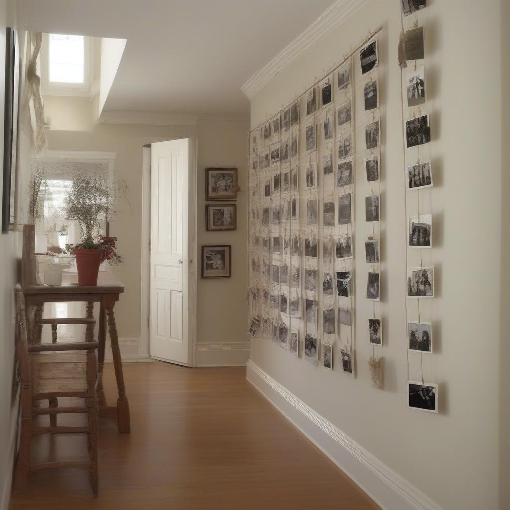 String Hanging Photos Hallway