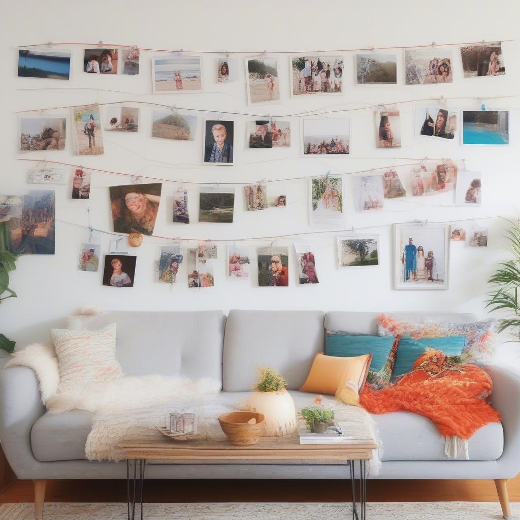 String Photo Display Living Room