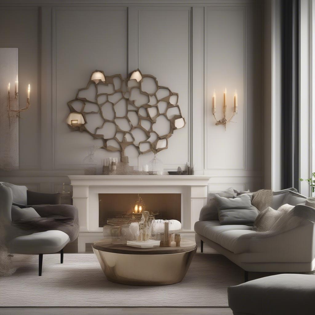 Stylish Living Room with Large Wall Candle Holders