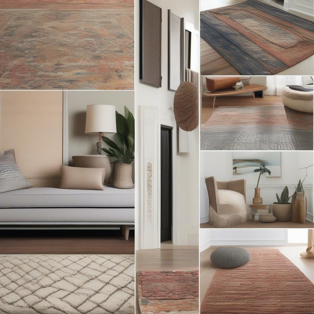 Examples of stylish rugs and doormats in different home settings.