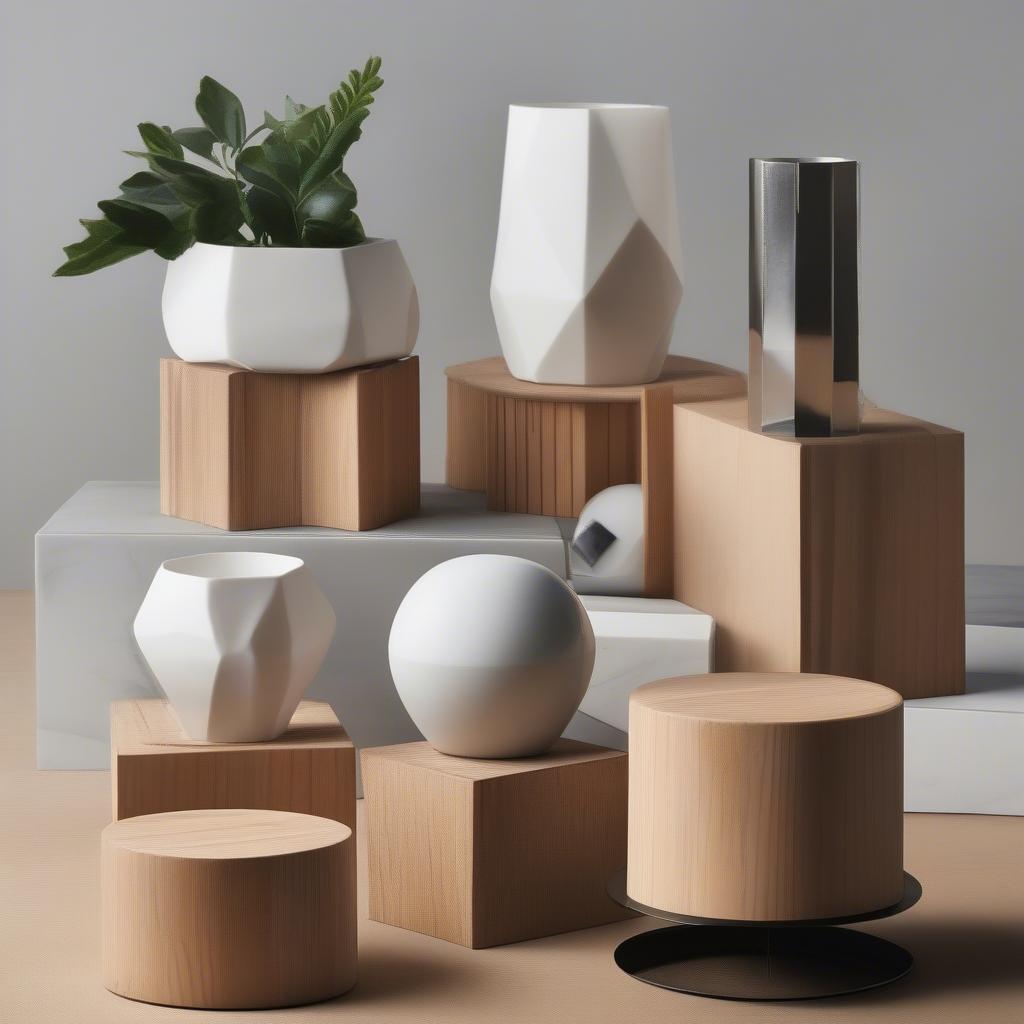 Stylish vase risers in different heights and materials