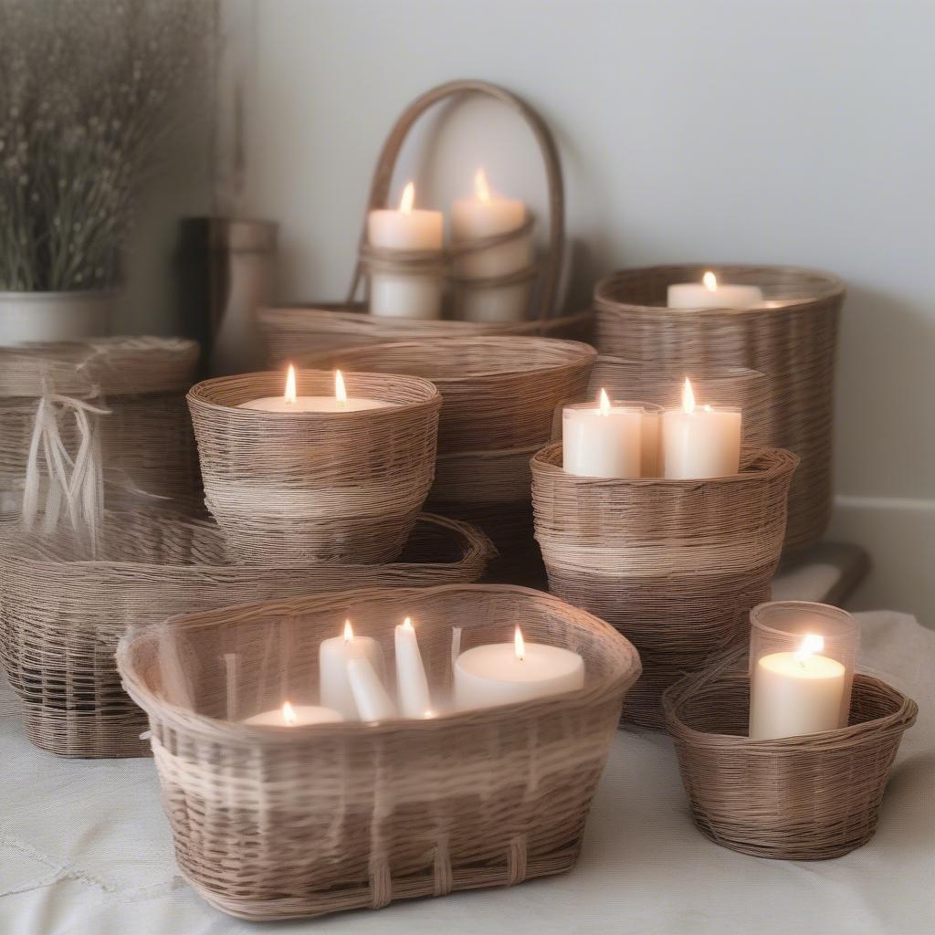 Sweet Grace Candles in Wicker Baskets