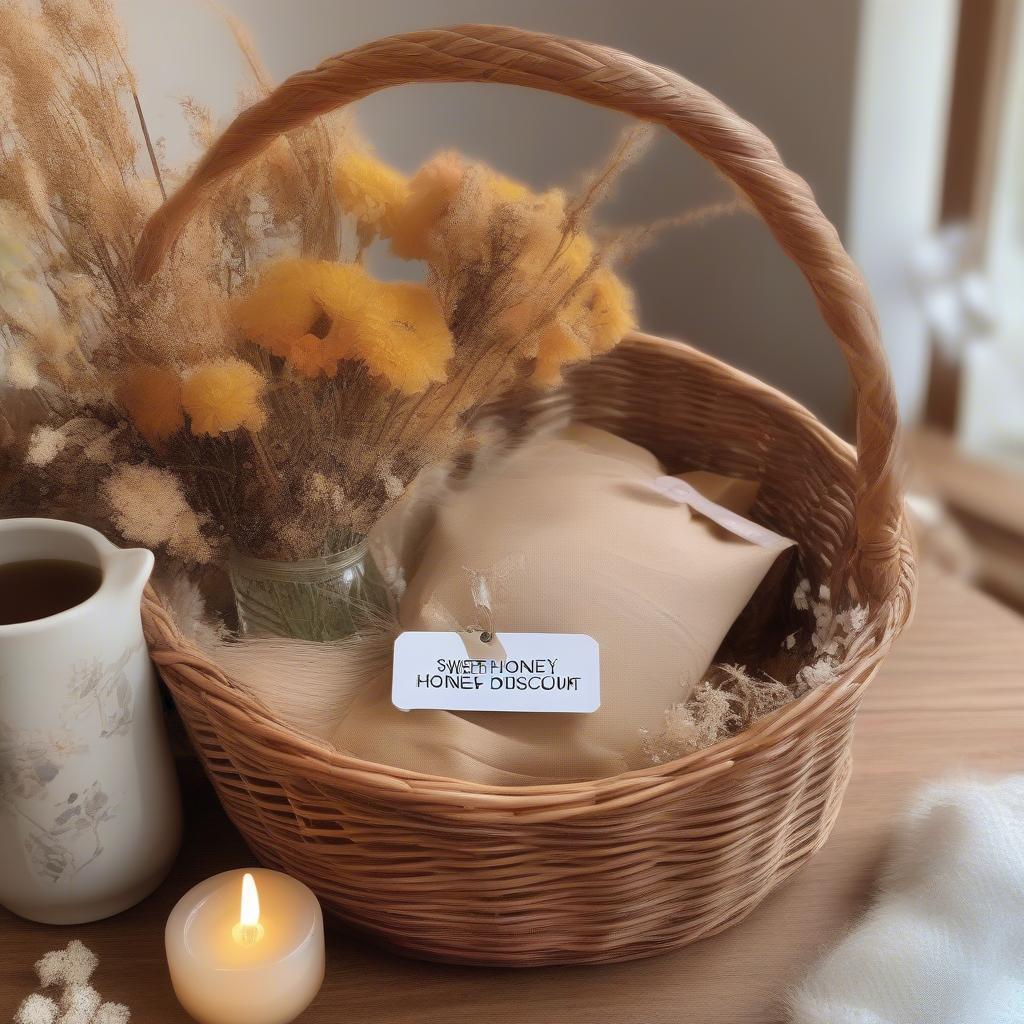 Wicker Basket with Sweet Honey Discount