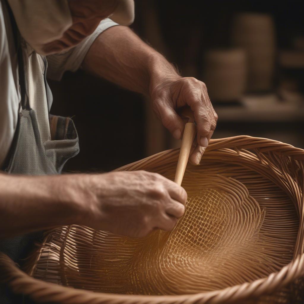 Preserving a wicker basket with sweethoney.