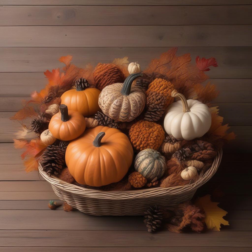 Sweetie Pumpkins Wicker Basket Centerpiece