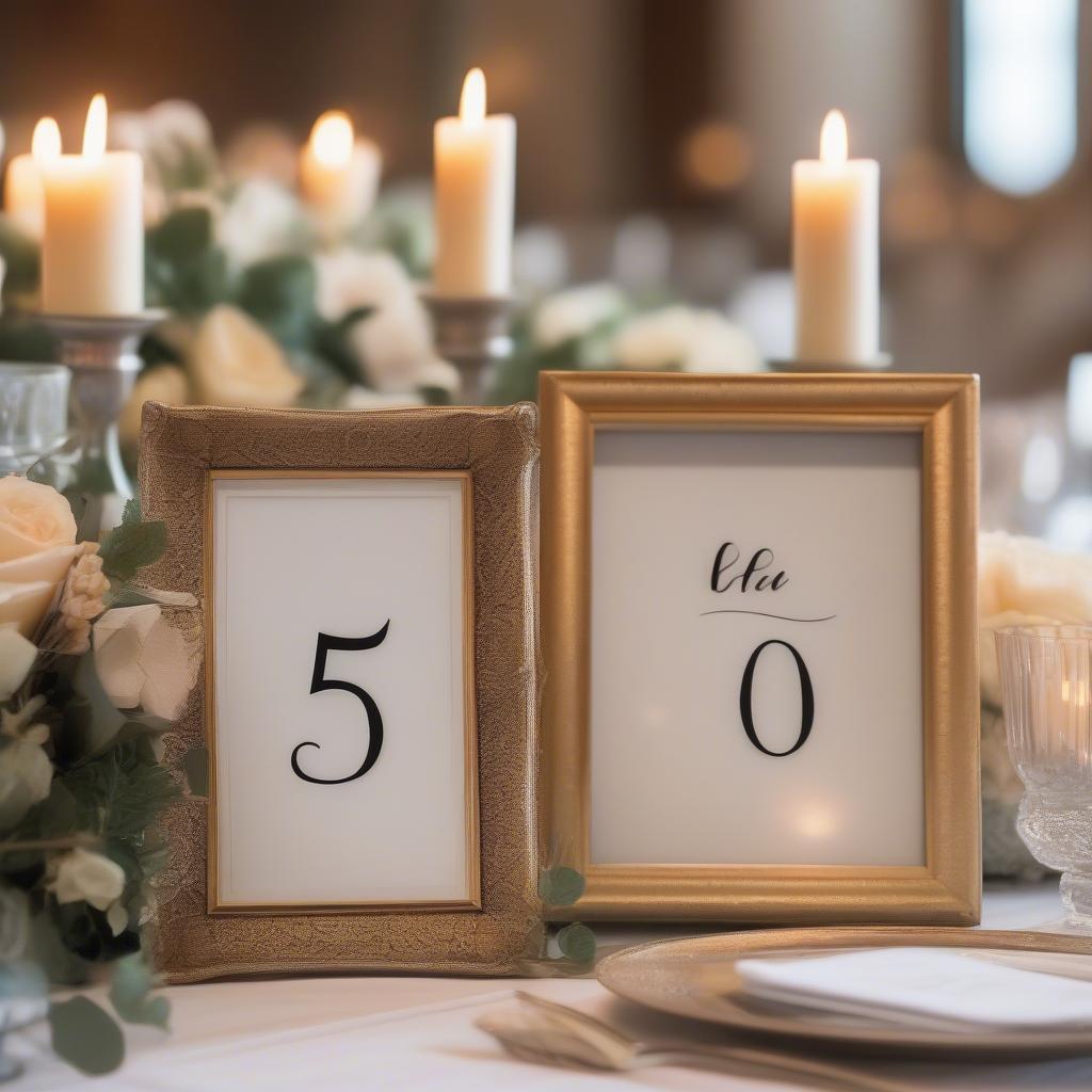 Table Number Picture Frames at a Wedding Reception