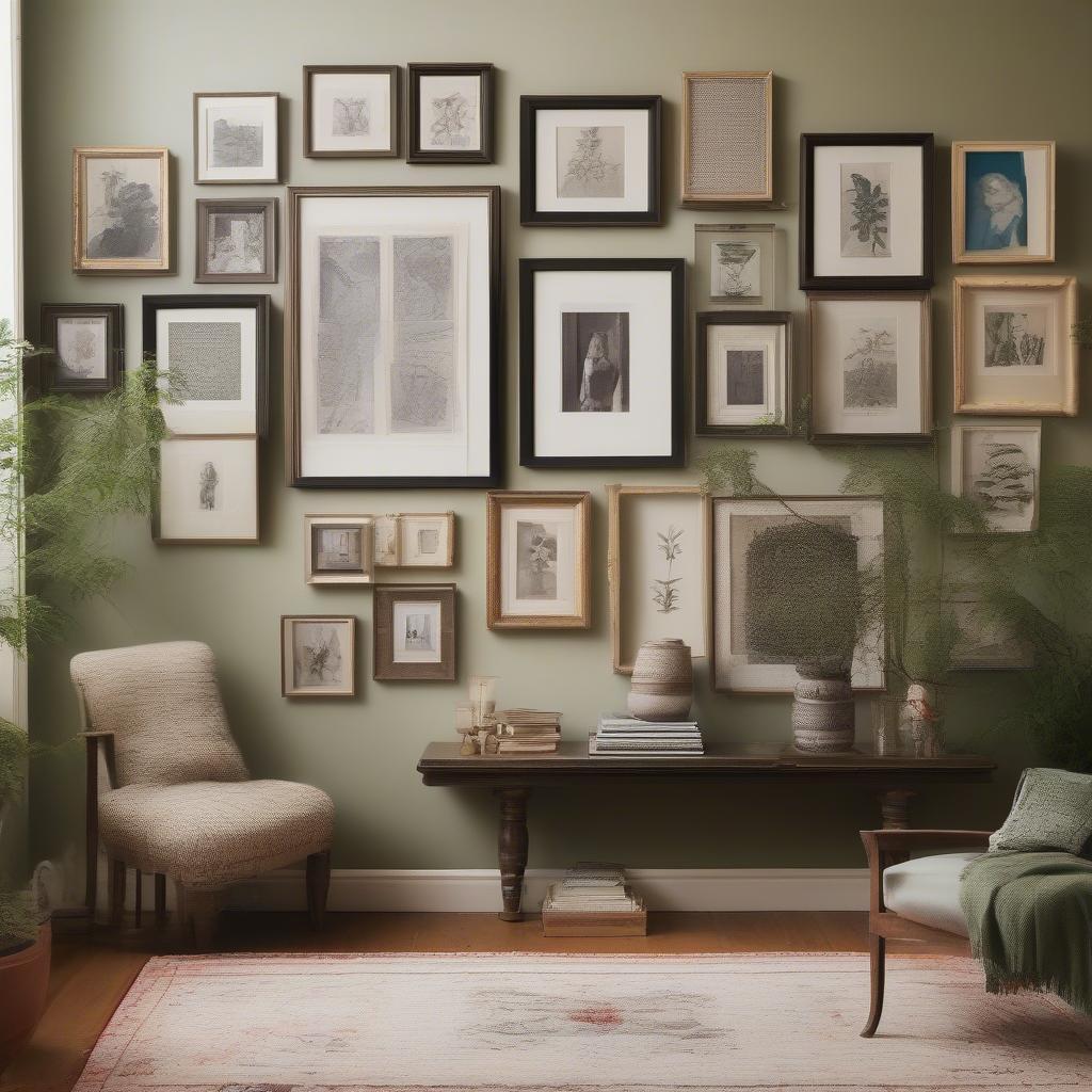 A Gallery Wall Featuring Tall Picture Frames