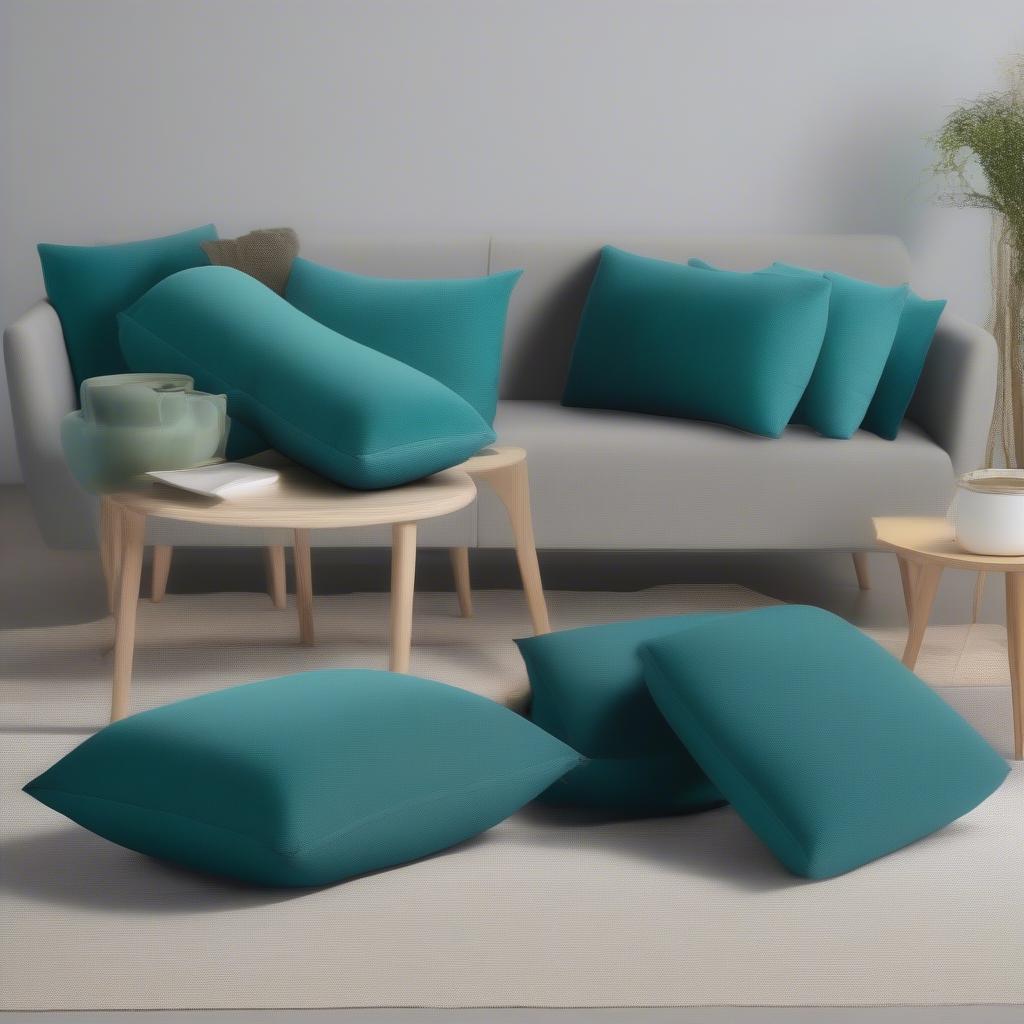 Teal Lumbar Pillows in Different Sizes and Shapes