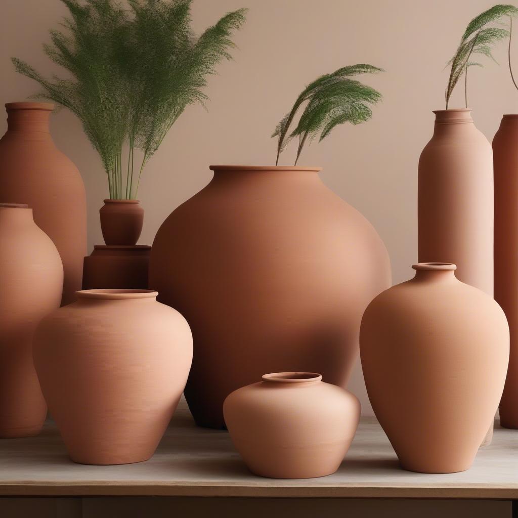 Terra cotta vases in various sizes and shapes