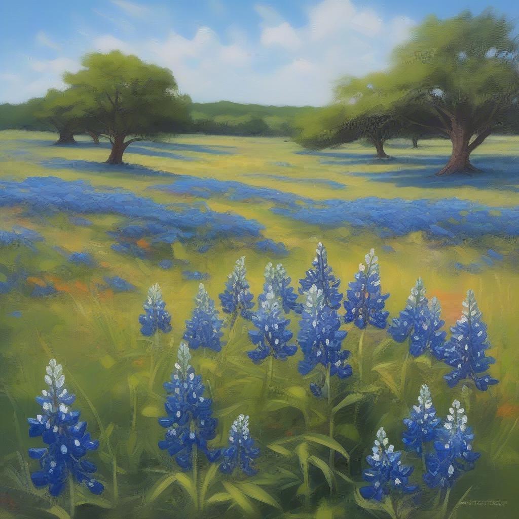 Texas Canvas Art Displaying Bluebonnets