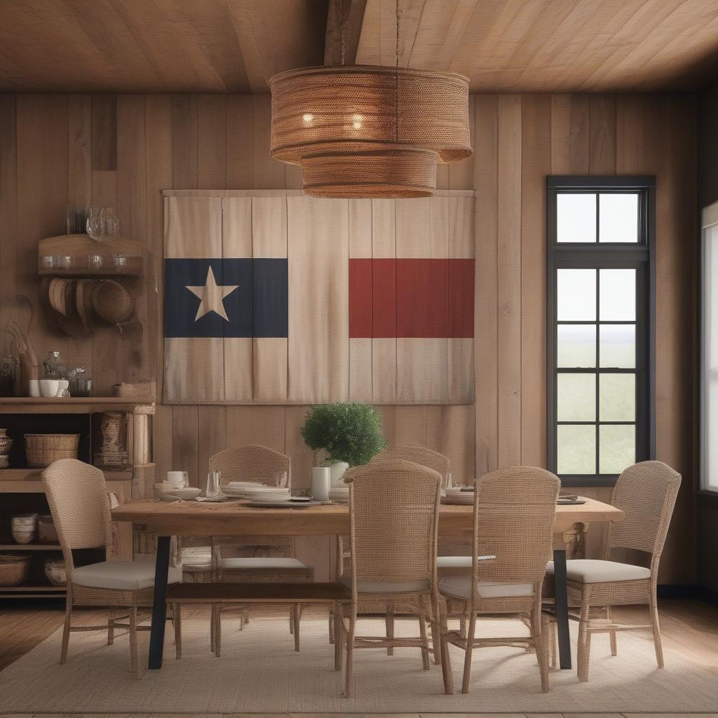 Texas Flag Wall Decor in a Rustic Dining Room