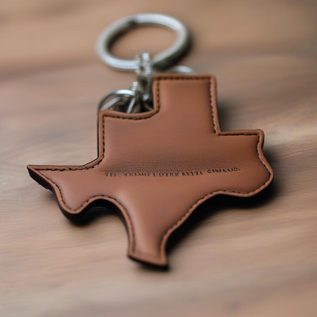 Texas Leather Keychain with Embossed Lone Star