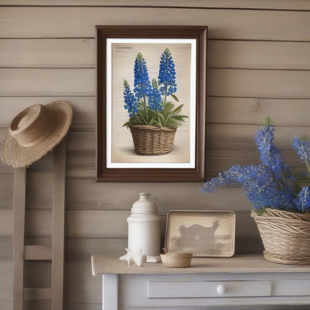 Vintage Texas Bluebonnet Wall Art Prints