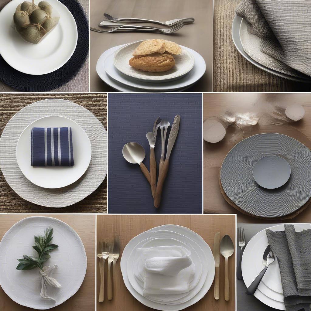 Thick placemats in various table settings