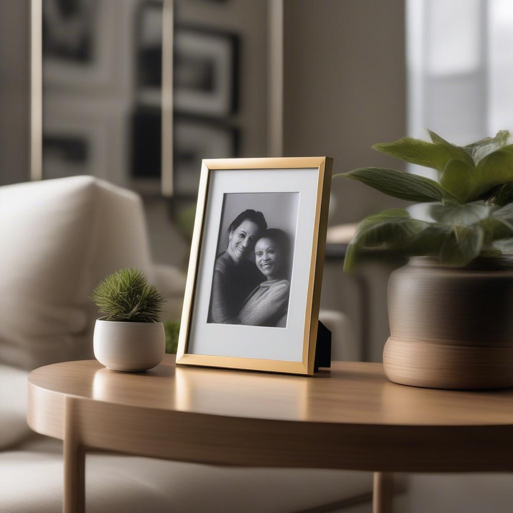 Thin Gold Photo Frame in a Living Room Setting