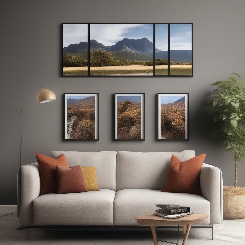 Three Piece Photo Frame Displaying a Landscape Photo