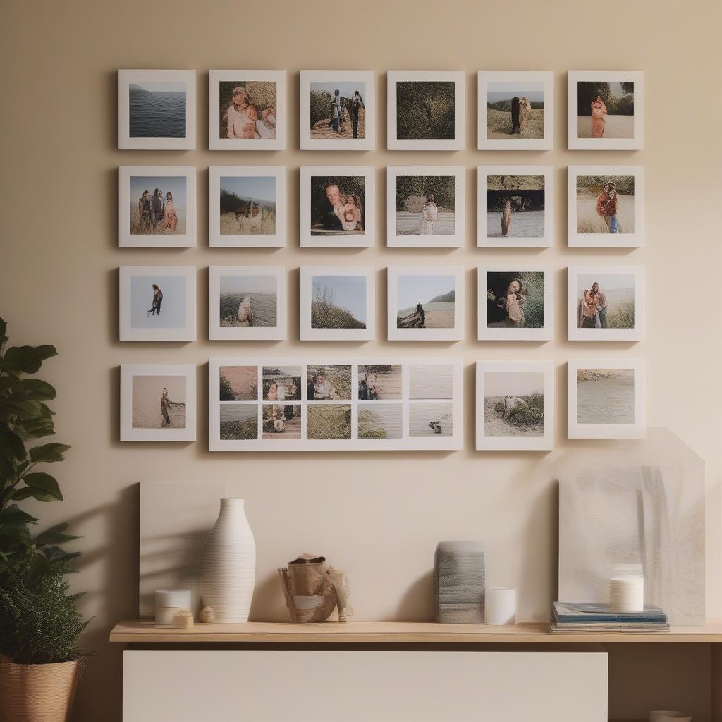 Tile Photo Prints Displayed on a Wall