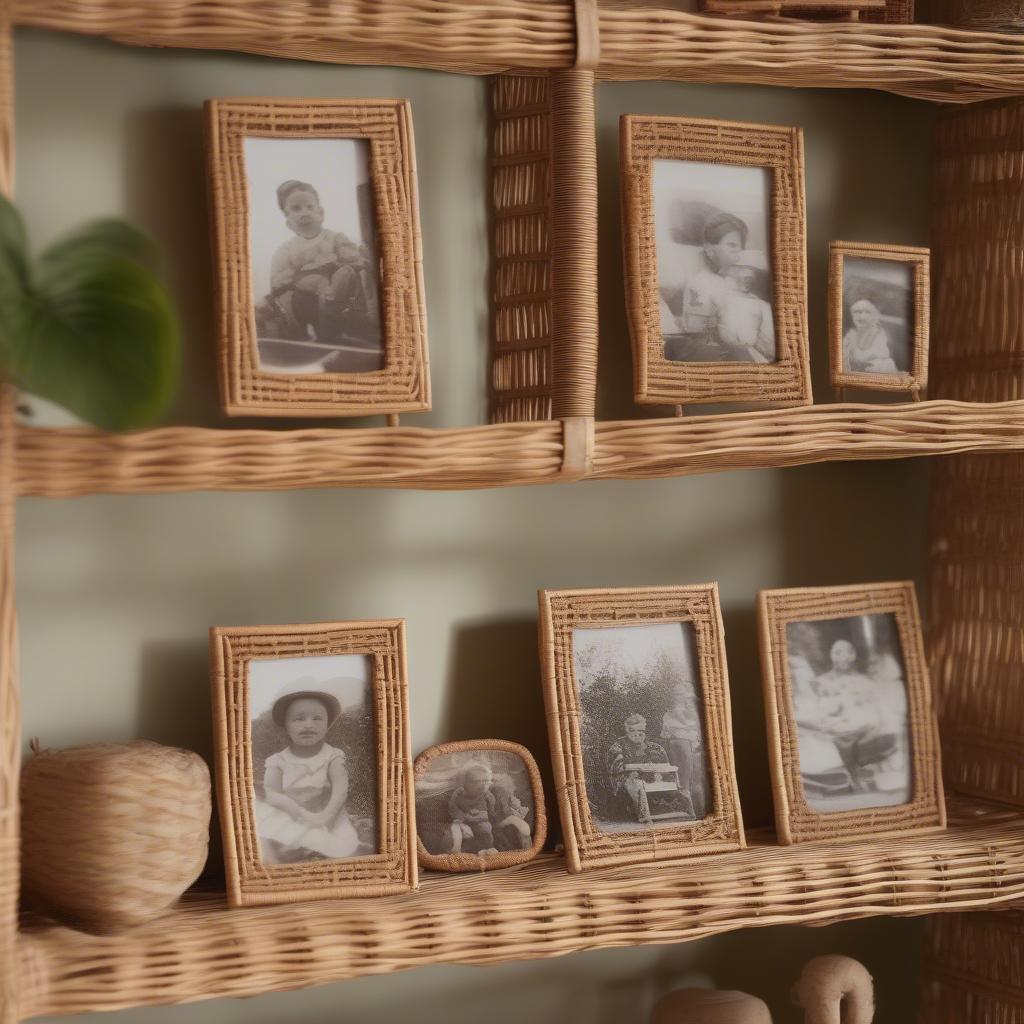 Tiny Photo Prints Displayed in Miniature Wicker Frames