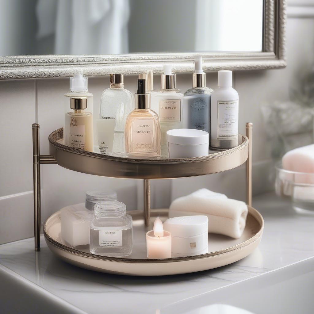 Two Tier Decorative Tray in Bathroom