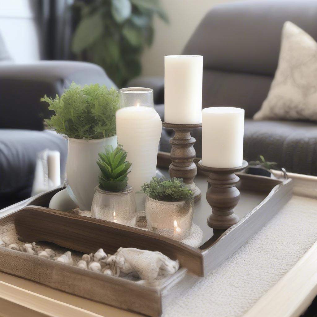 Two Tier Decorative Tray in Living Room