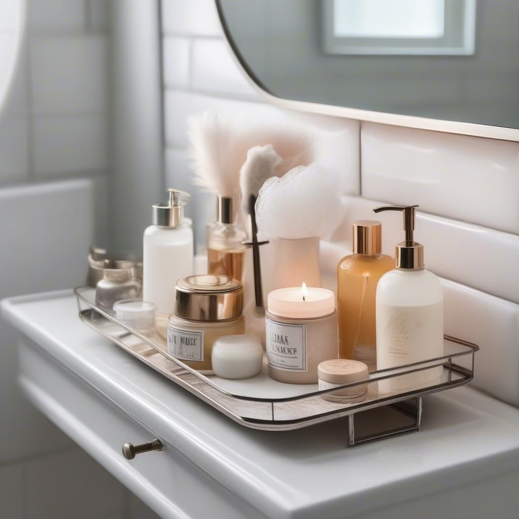 Two Tier Tray Bathroom Essentials