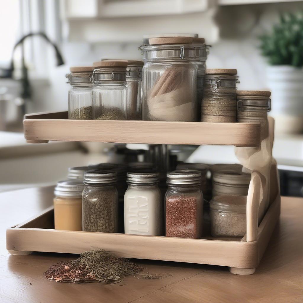 Two Tier Tray Kitchen Organization