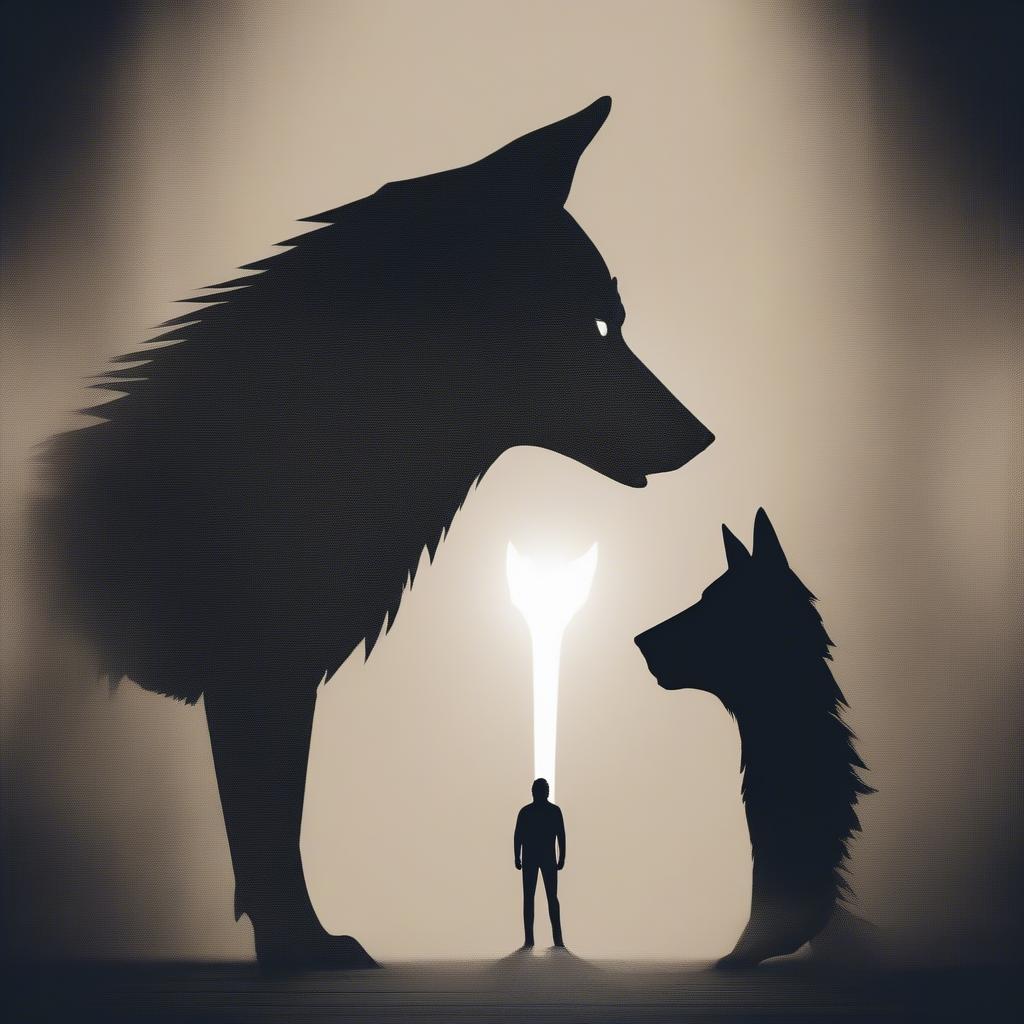 Two Wolves Fighting Inside a Person's Mind