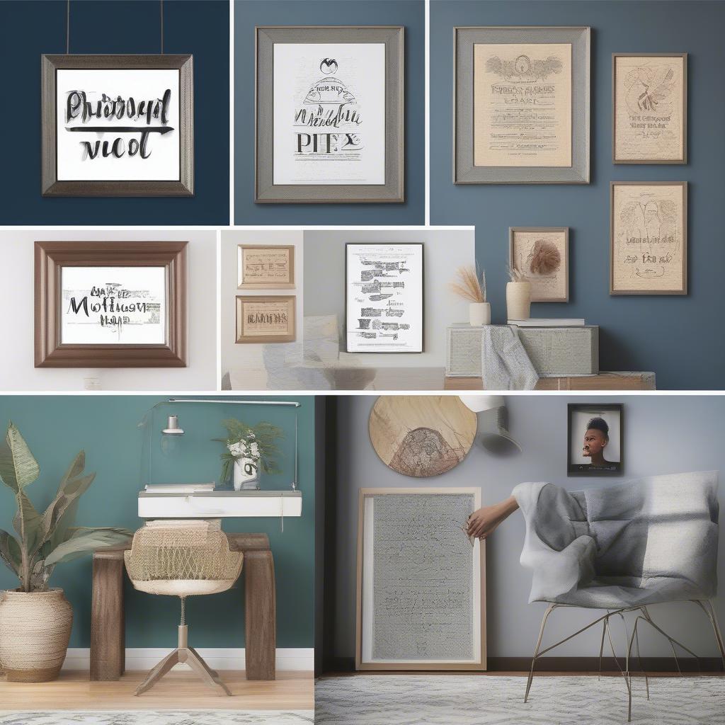 Various types of motivational wall decor displayed in different rooms