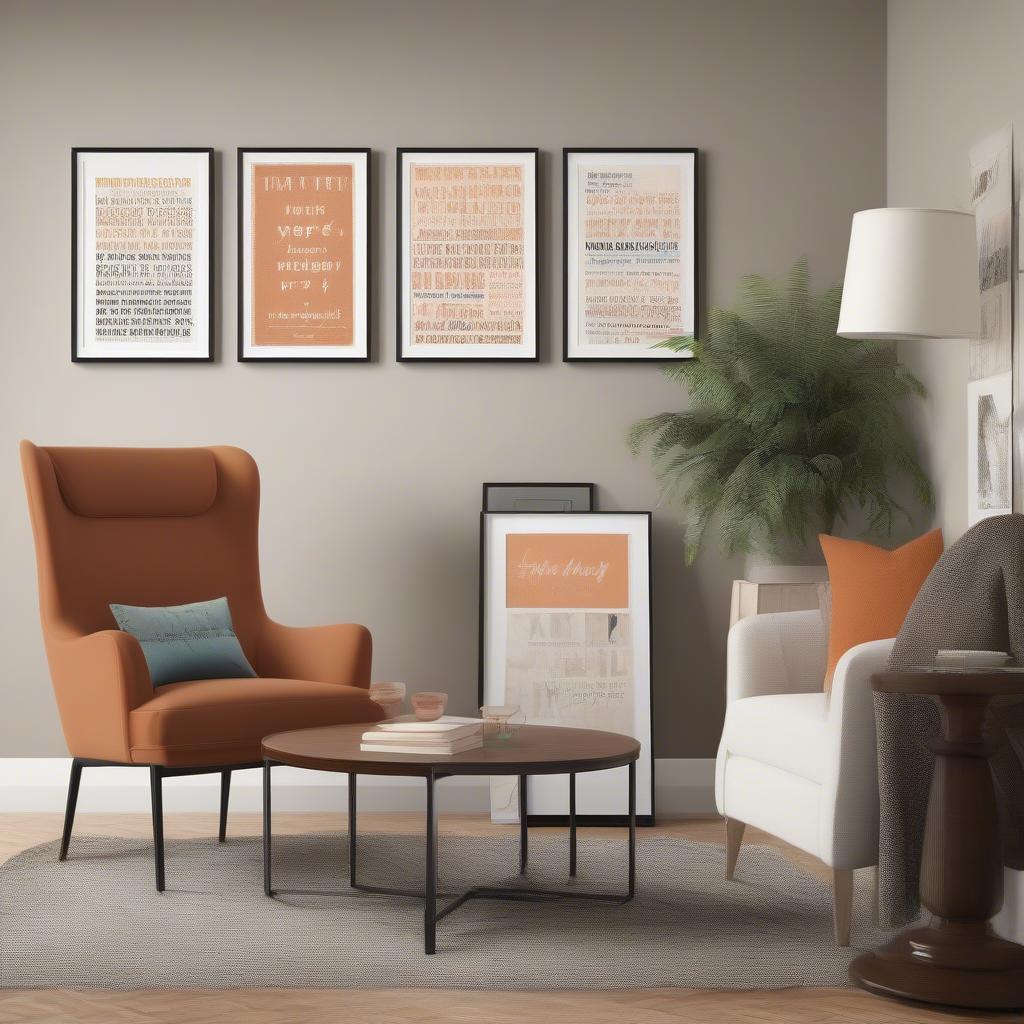 Typography Prints in a Cozy Living Room