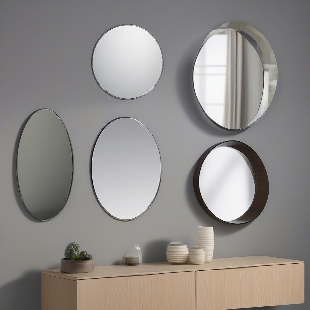 Various Styles of Unframed Wall Mirrors