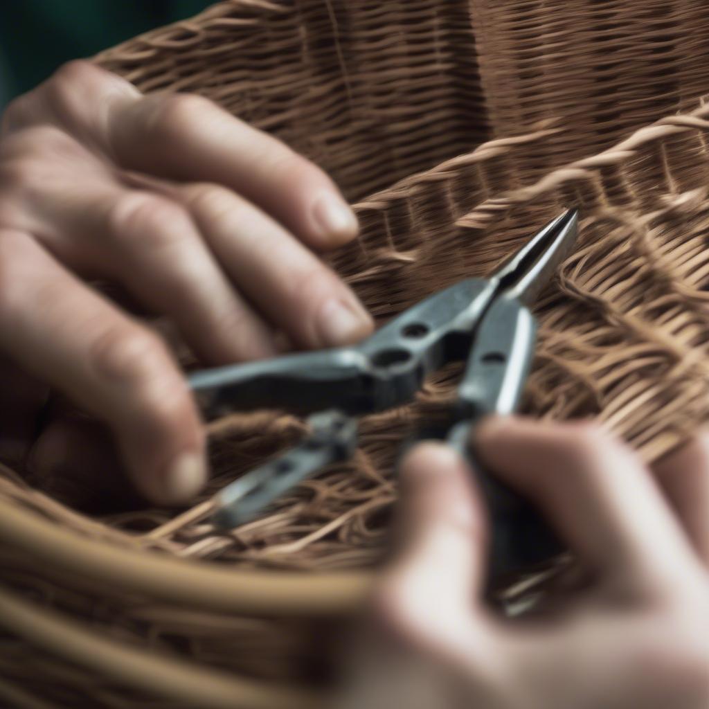 Using a Plier Multi Tool for Wicker Repair