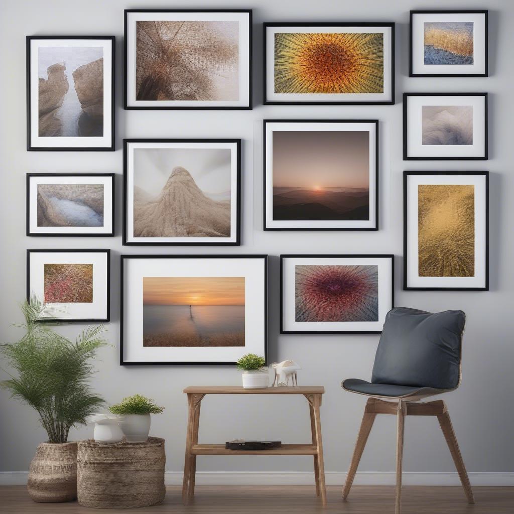 Different sizes and styles of canvas wrapped prints.