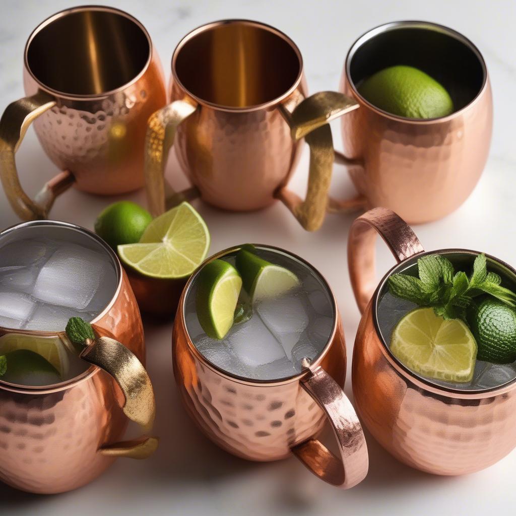 Different Styles of Hammered Moscow Mule Cups