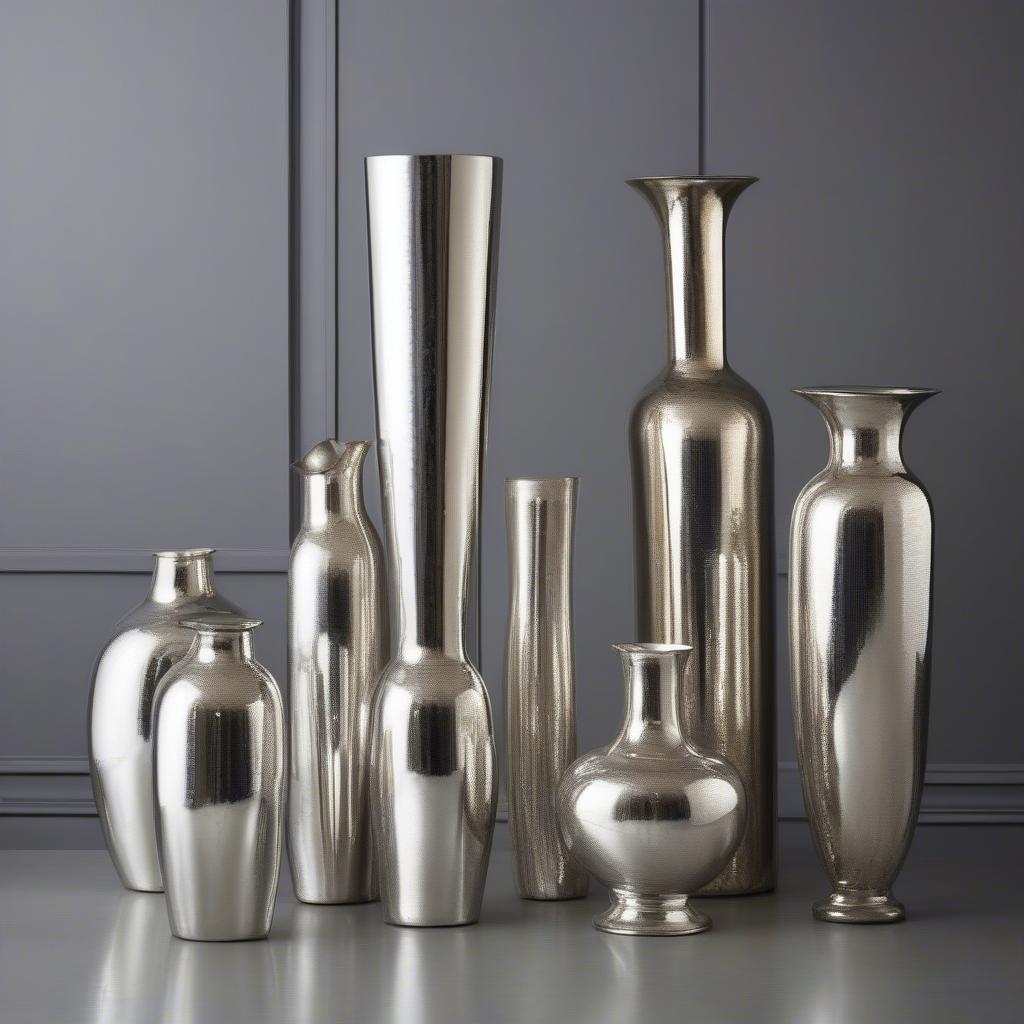 Variety of Silver Mercury Vases