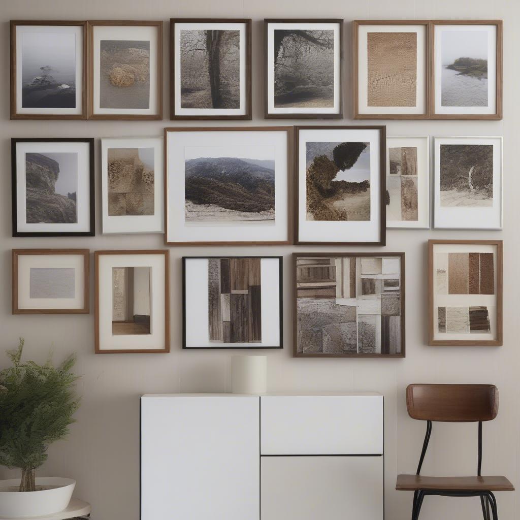 Different Sizes and Styles of Wood Panel Photo Prints Displayed on a Wall