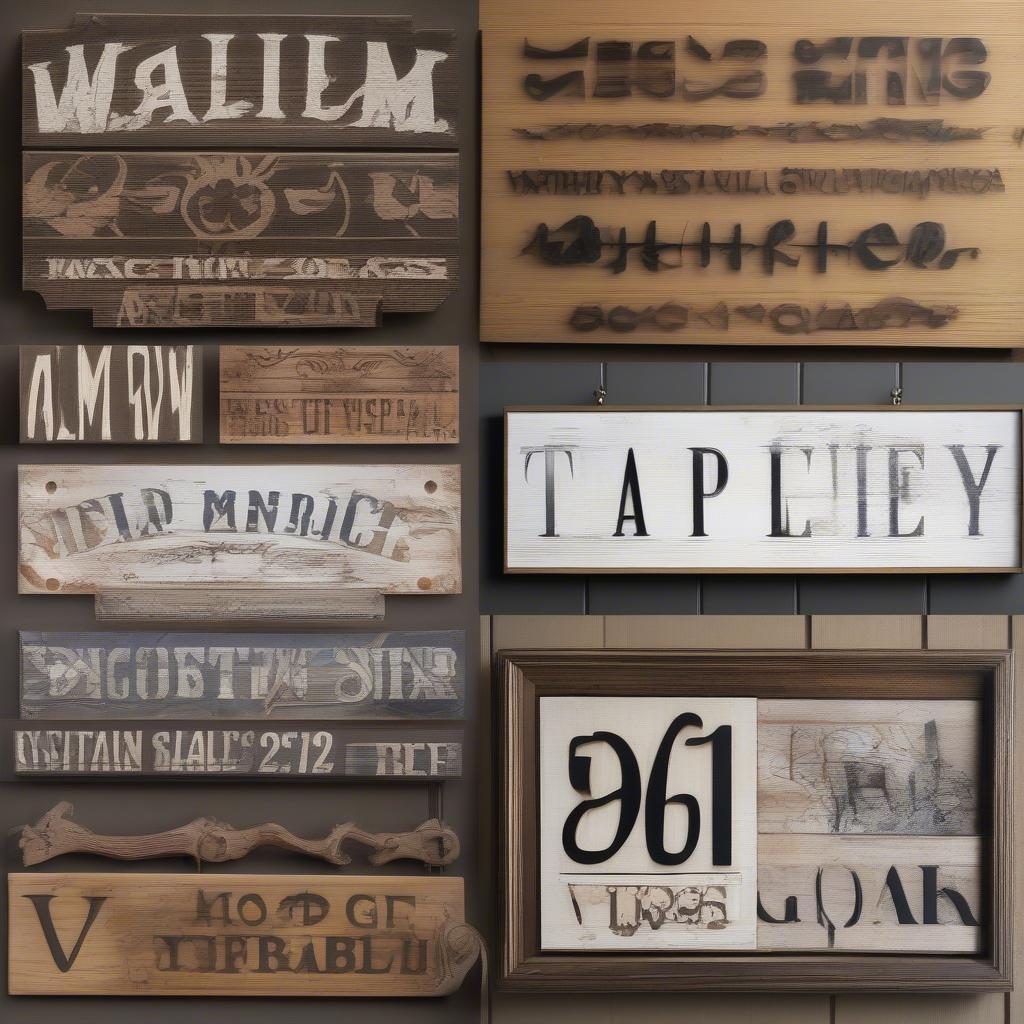 Variety of Wooden Signs in Different Styles