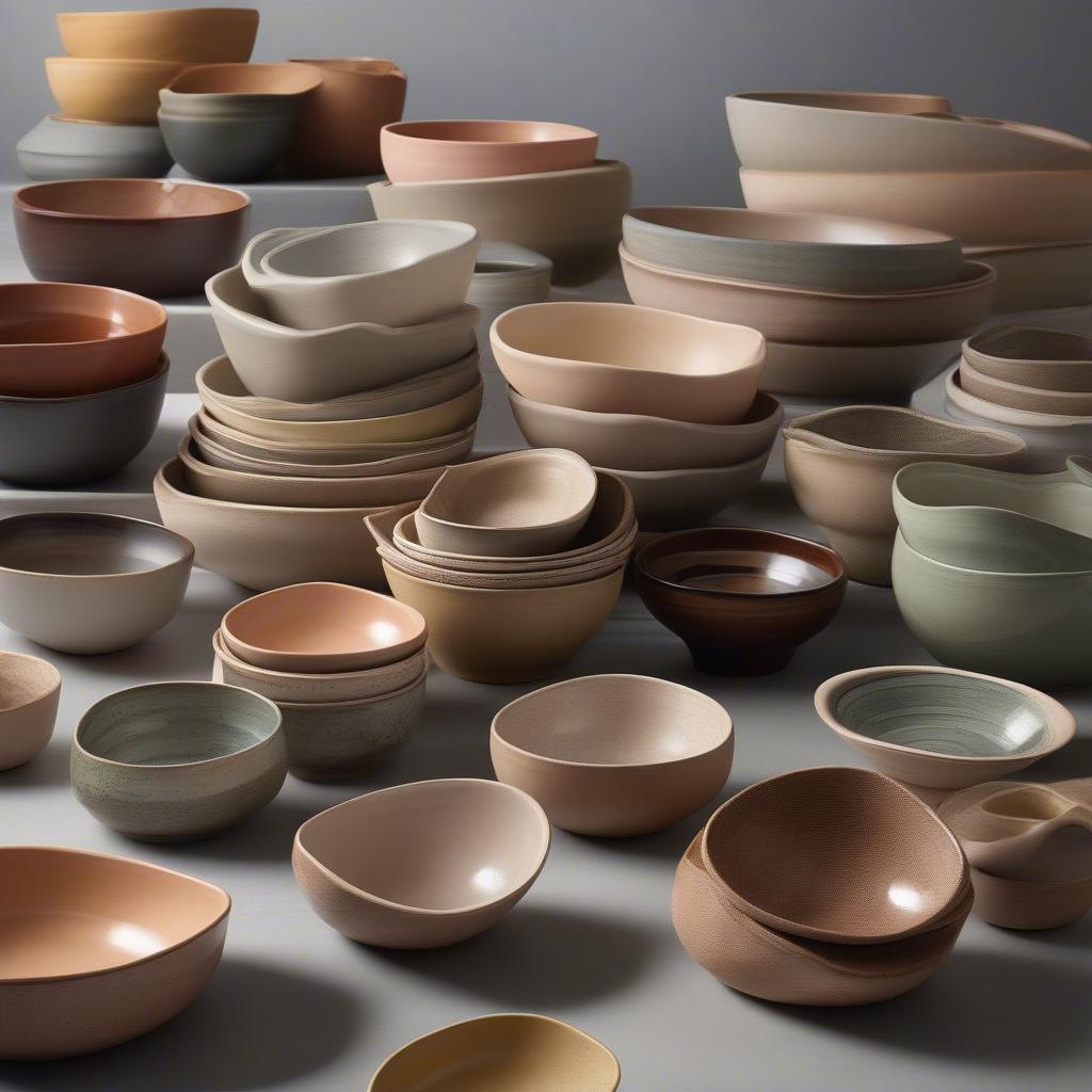 Variety of Stoneware Bowls in Different Shapes and Sizes