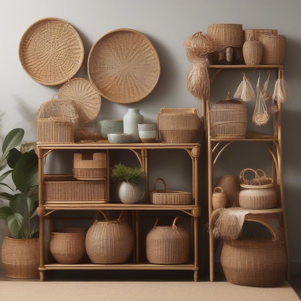 Variety of Wicker and Rattan Products on Display