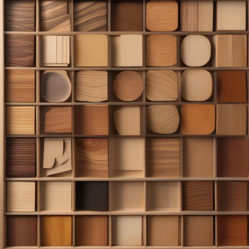 Variety of wood samples showcasing different grains and colors