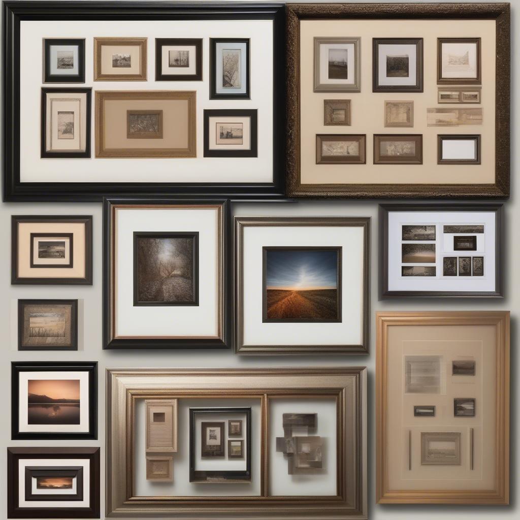 Examples of different frame styles suitable for a 25x25 matted artwork