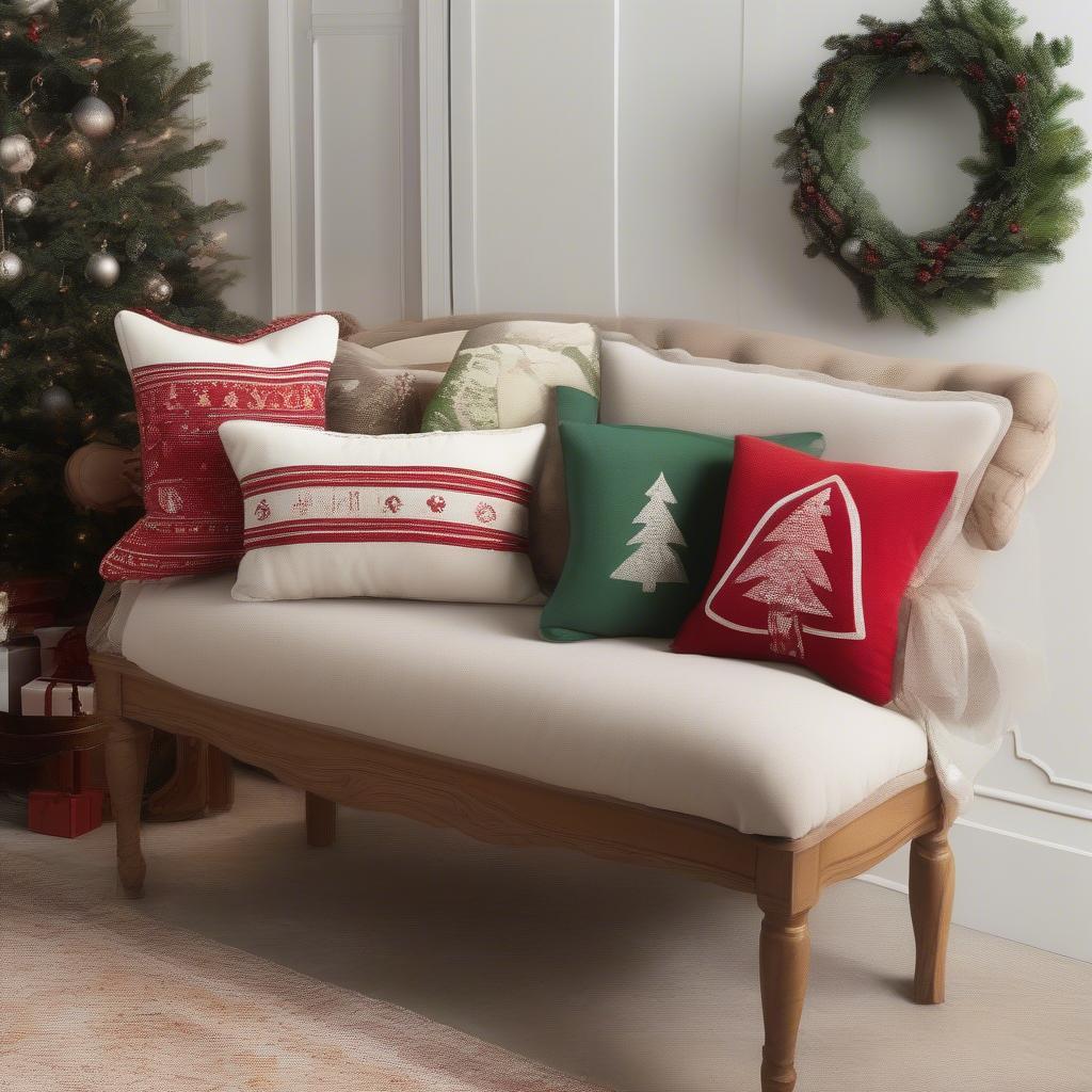 Different sizes of Christmas lumbar pillows for various furniture