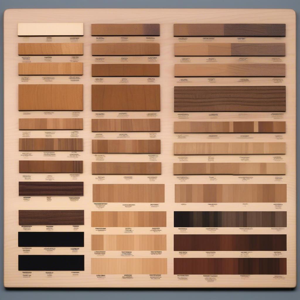 Different types of wood suitable for printing, showcasing their unique grain patterns and color variations