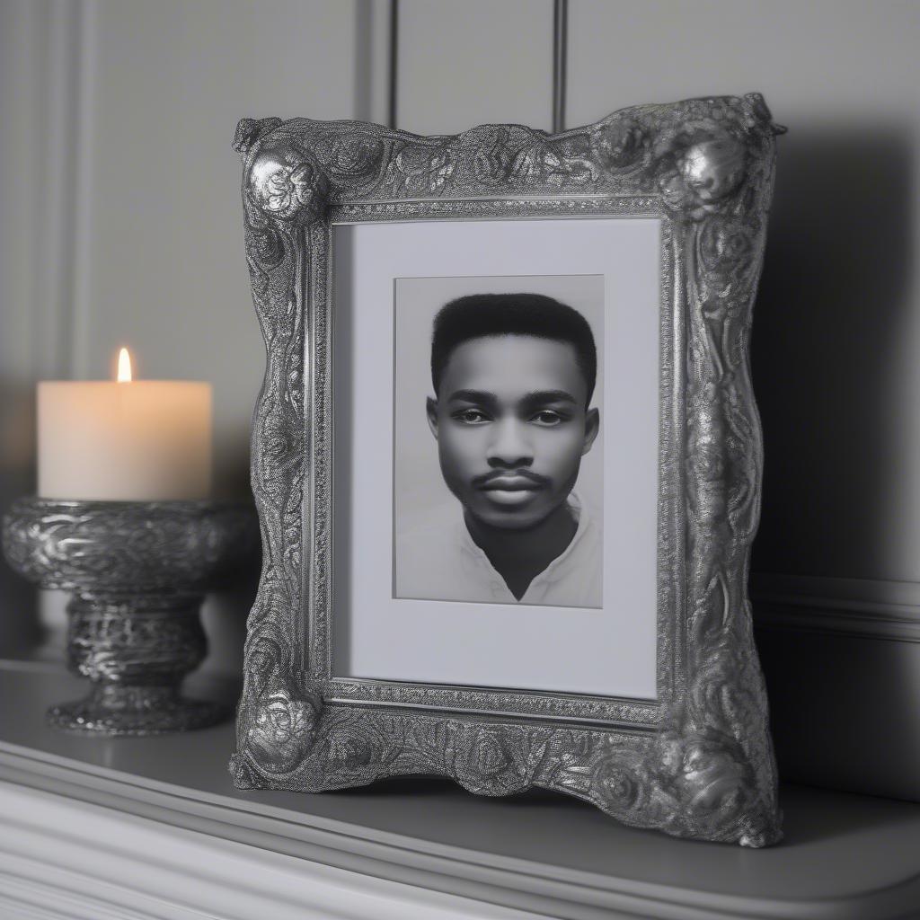 Vertical Picture Frame on a Mantelpiece