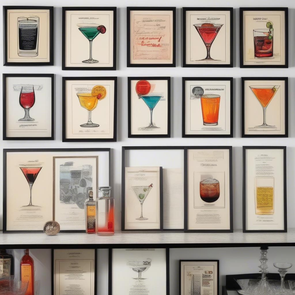 Vintage Cocktail Prints for Wall Decor