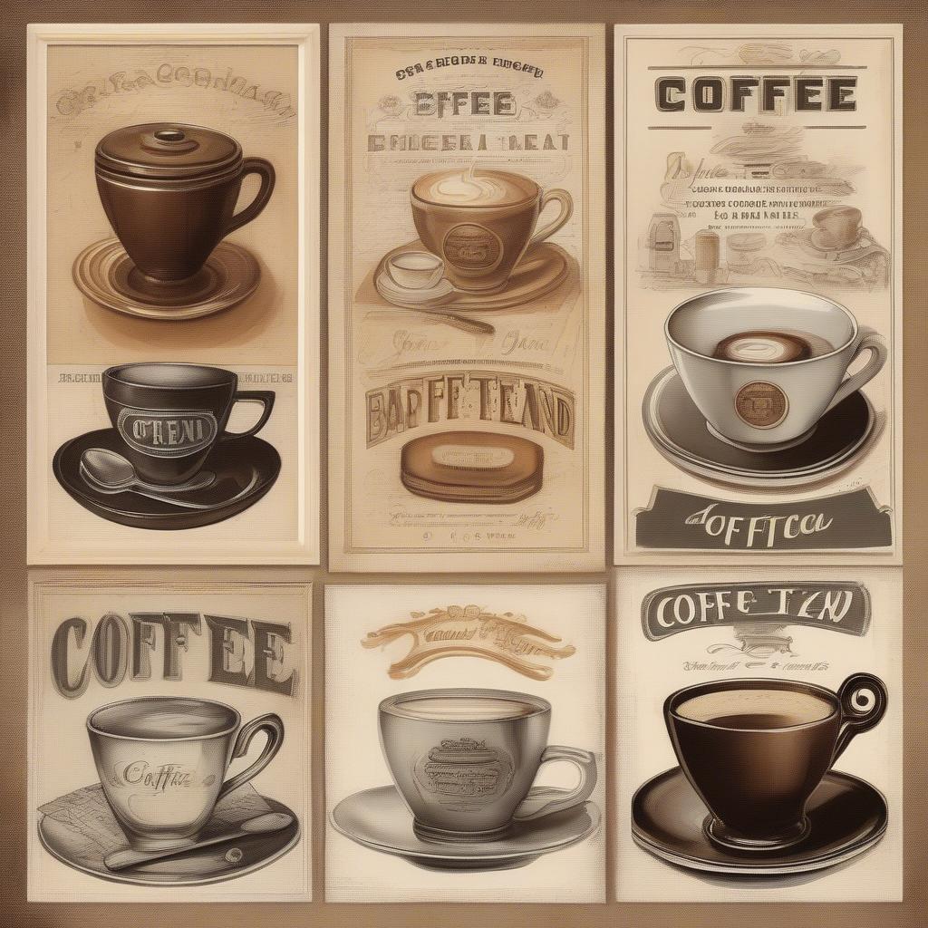 Vintage Coffee and Tea Themed Prints