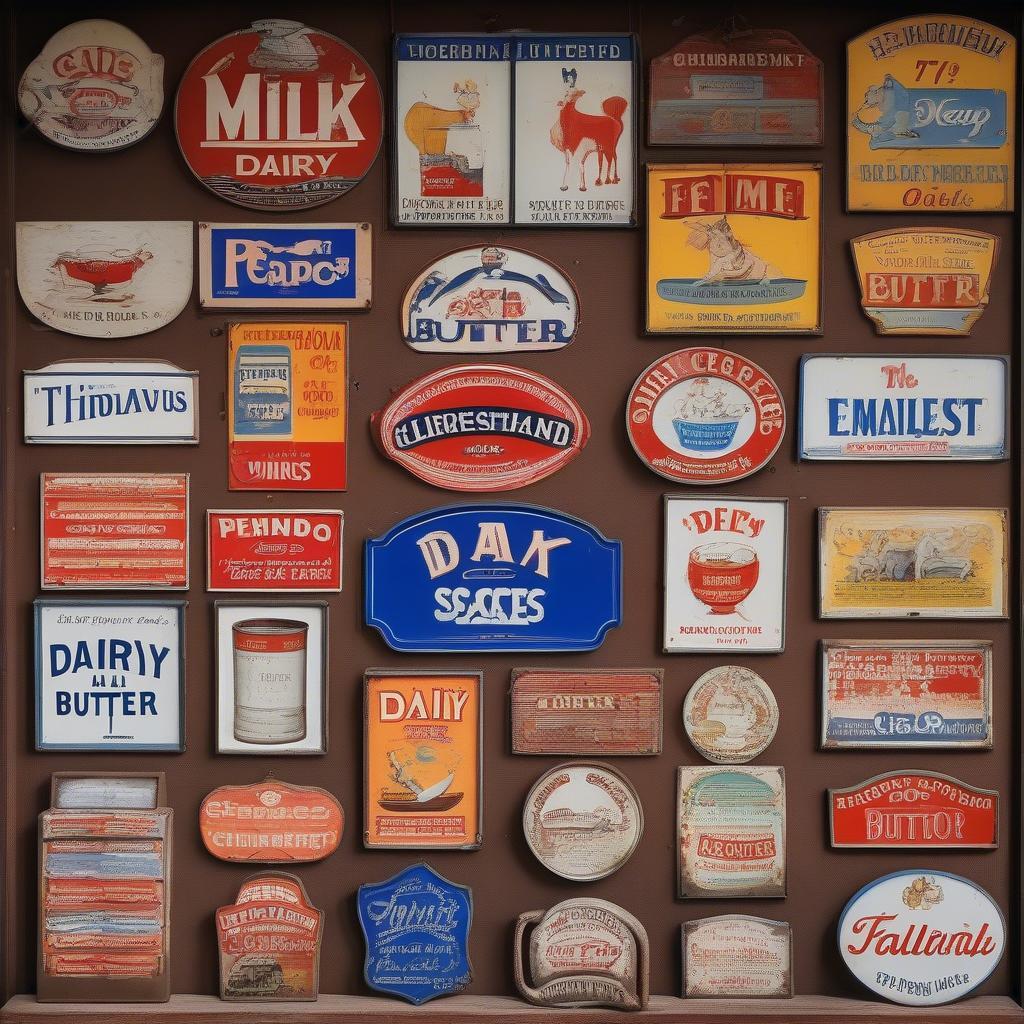 Collection of Vintage Dairy Enamel Signs